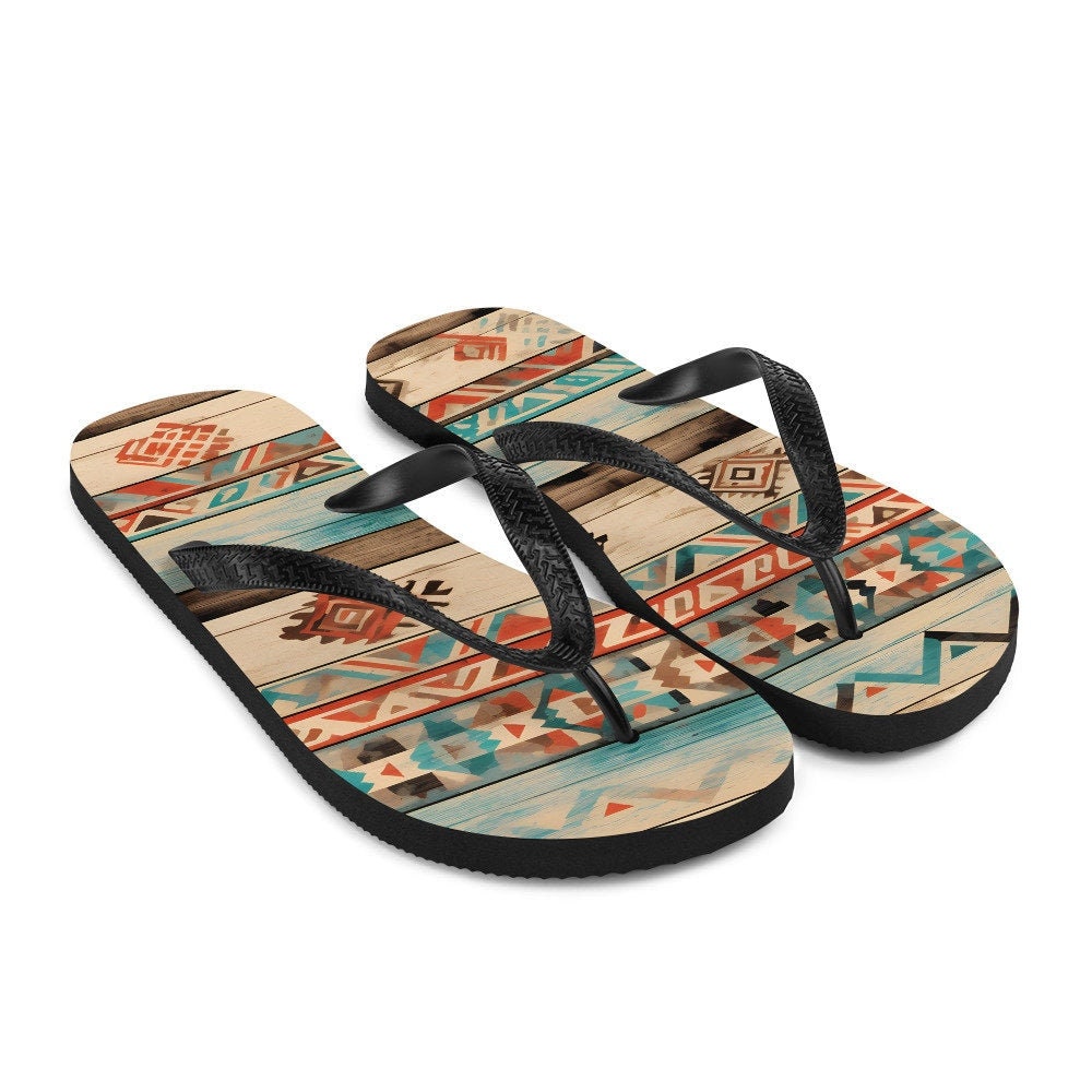 Emerald  Blossoms - Aztec Flip-Flops