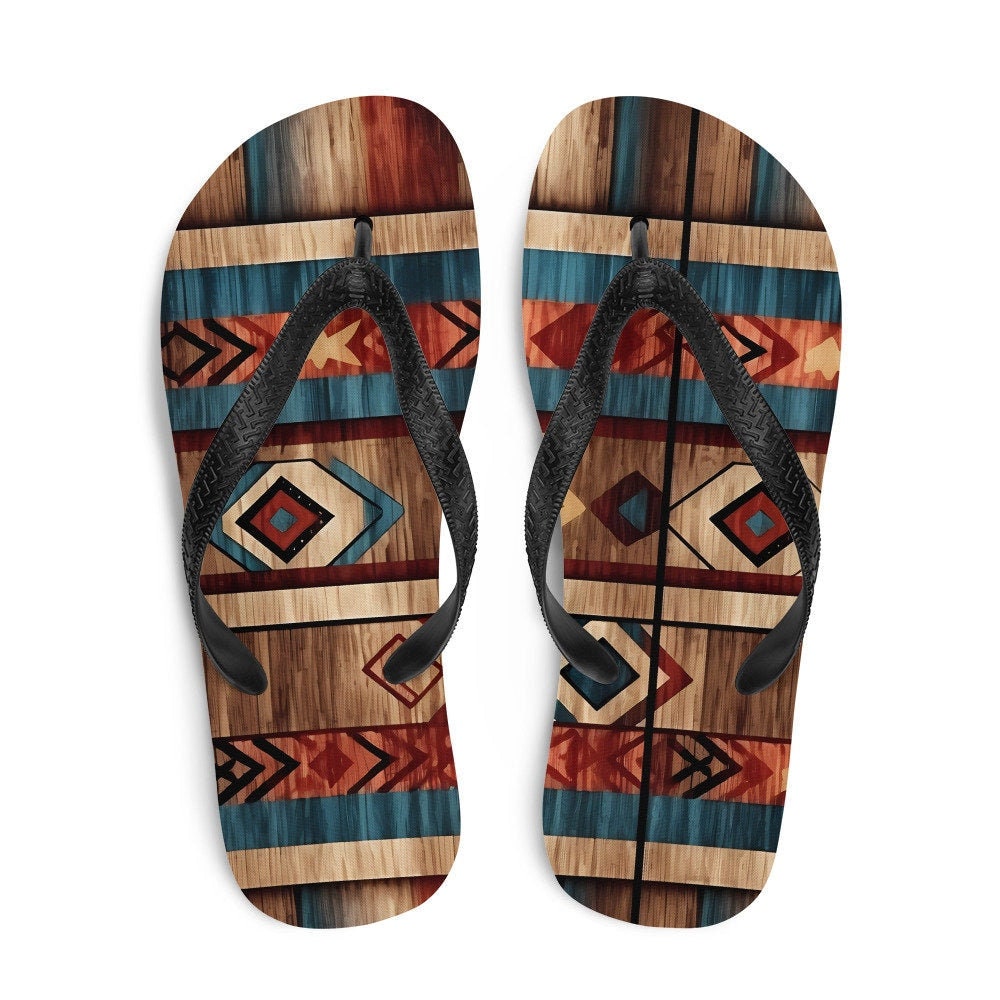 Emerald  Blossoms - Aztec Western Flip-Flops