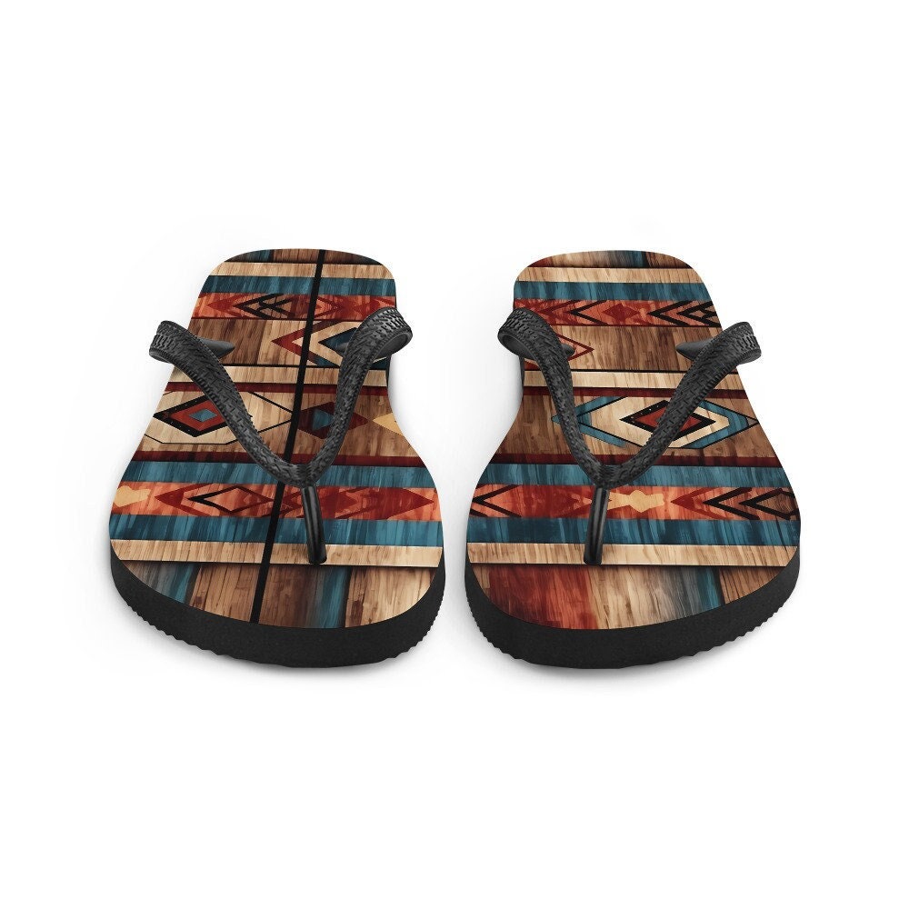 Emerald  Blossoms - Aztec Western Flip-Flops