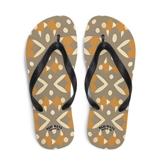 Emerald  Blossoms - Tribal Animal Print Retro Vintage Flip Flops Colorful 