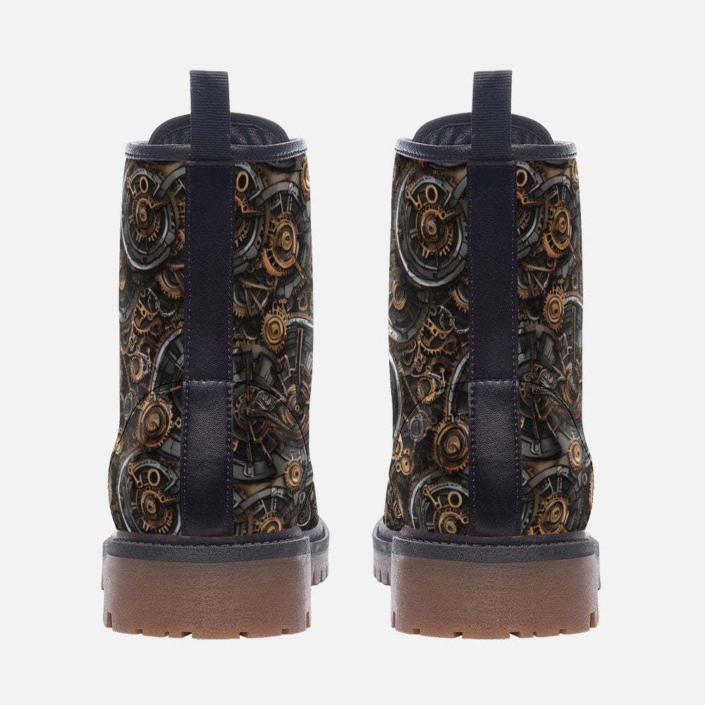 Emerald Blossoms Boots - Steampunk Vegan Leather Boots Music Boots Festival Boots For Hippies