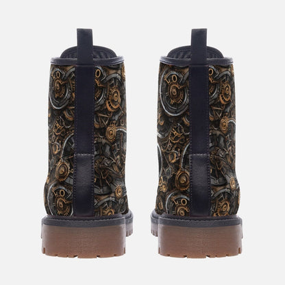 Emerald Blossoms Boots - Steampunk Vegan Leather Boots Music Boots Festival Boots For Hippies