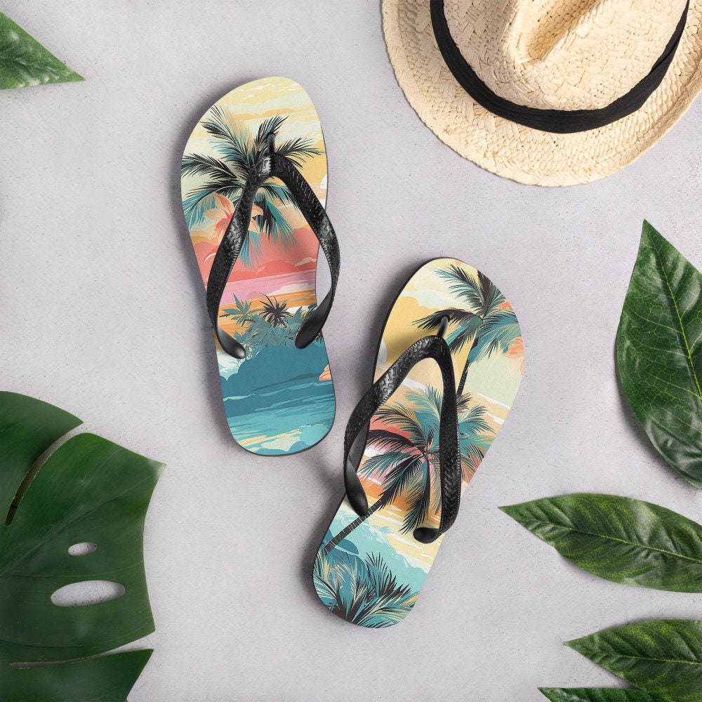 Emerald  Blossoms - Sunset Flip-Flops