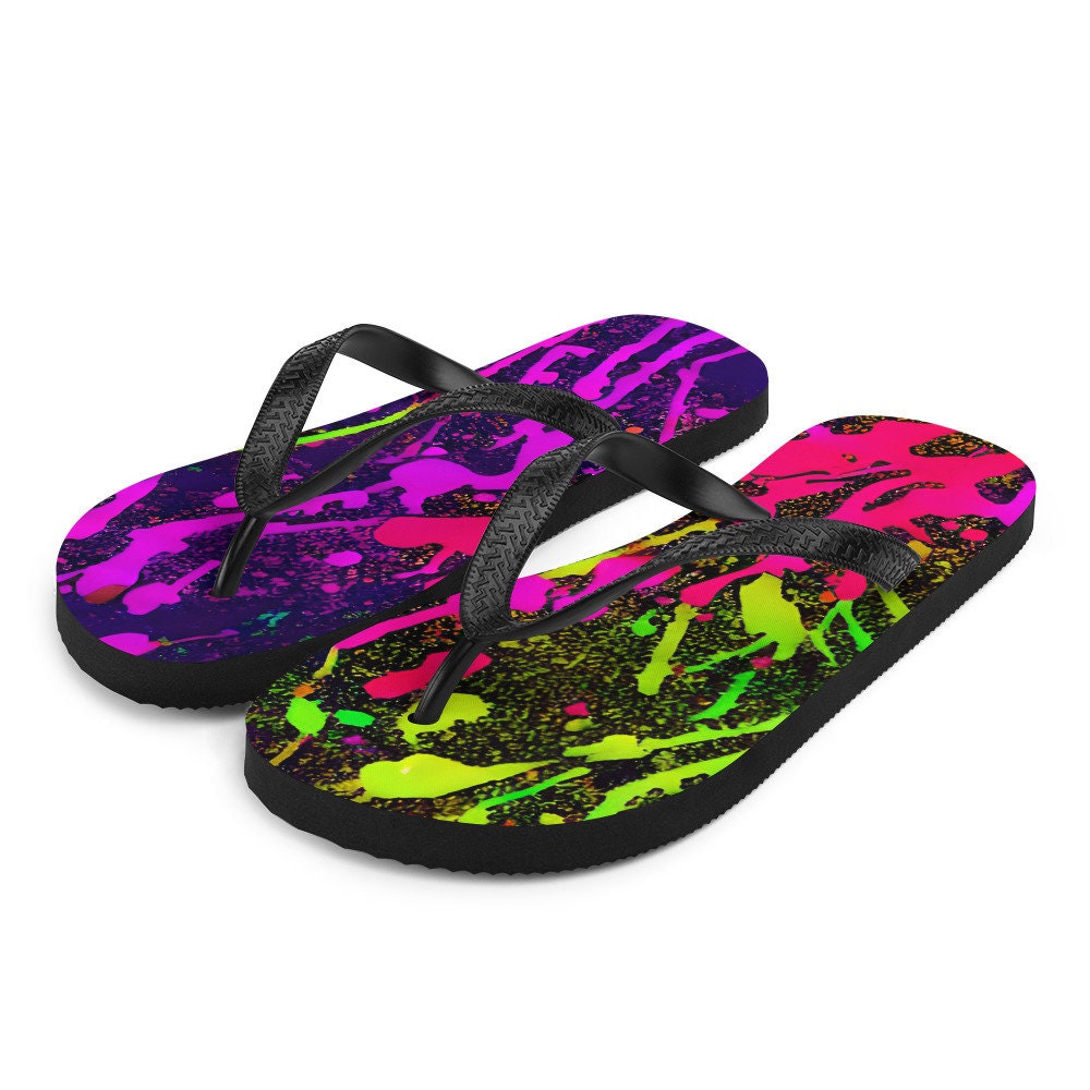 Emerald  Blossoms - Neon Ice Flip-Flops