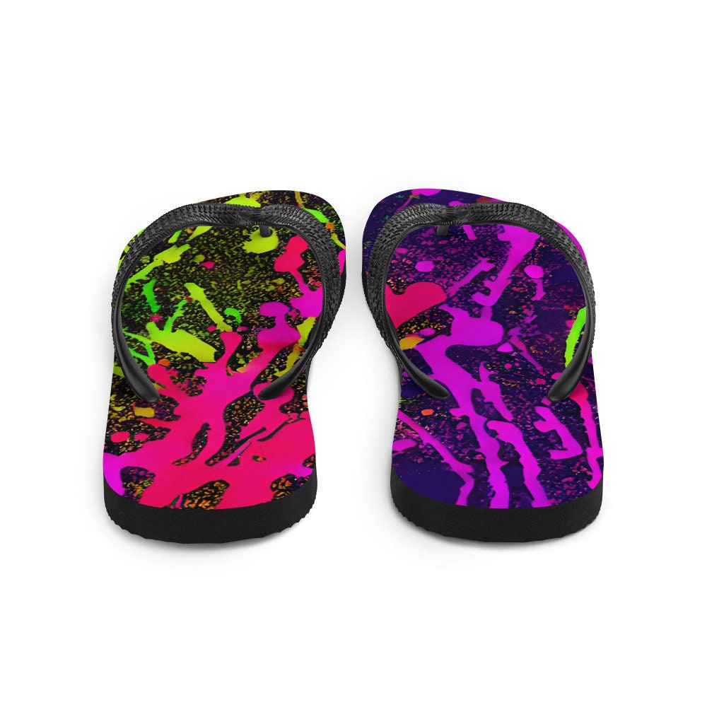 Emerald  Blossoms - Neon Ice Flip-Flops