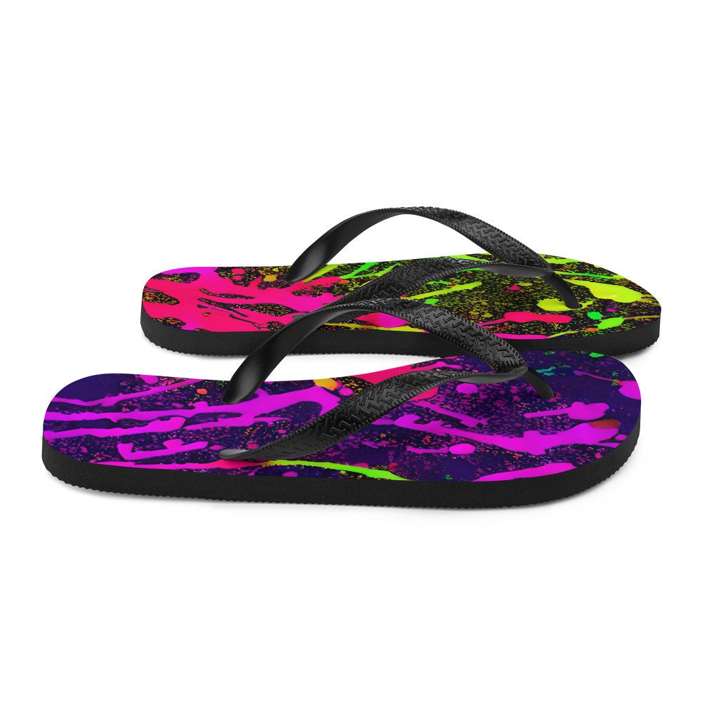 Emerald  Blossoms - Neon Ice Flip-Flops