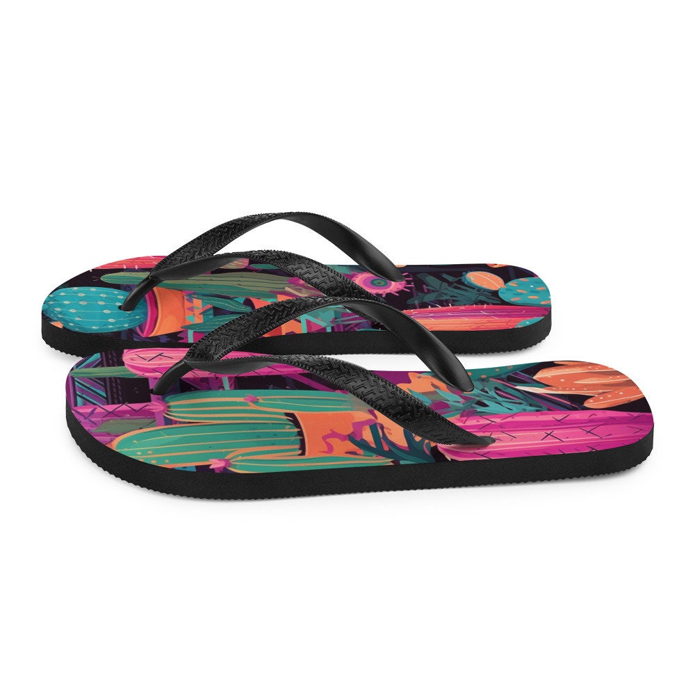 Emerald  Blossoms - Western Cactus Flip-Flops