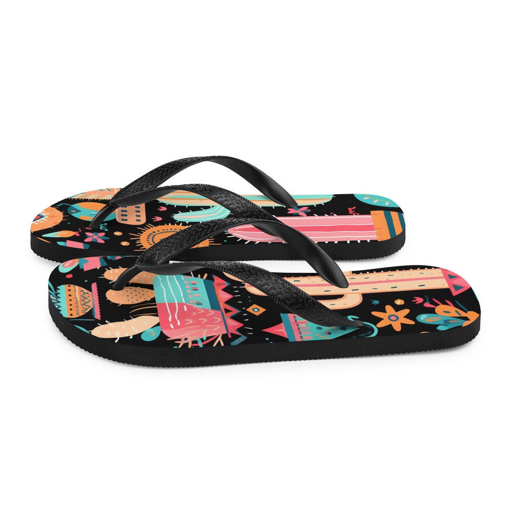 Emerald  Blossoms - Fun time Cactus Flip-Flops