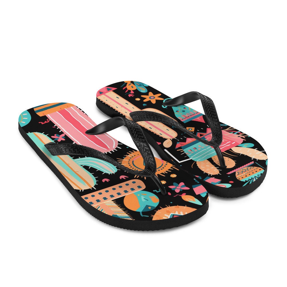 Emerald  Blossoms - Fun time Cactus Flip-Flops