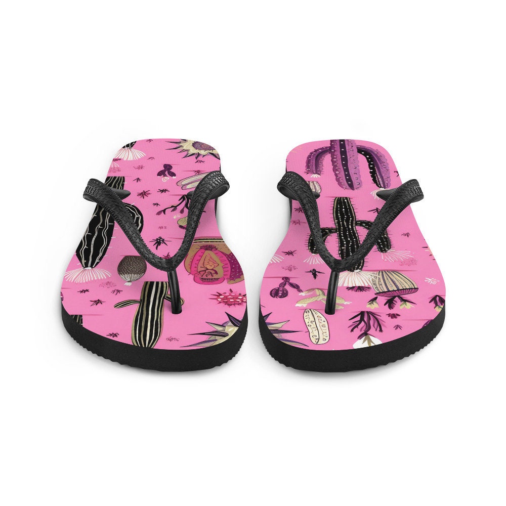 Emerald  Blossoms - Pretty in Pink Cactus Flip-Flops