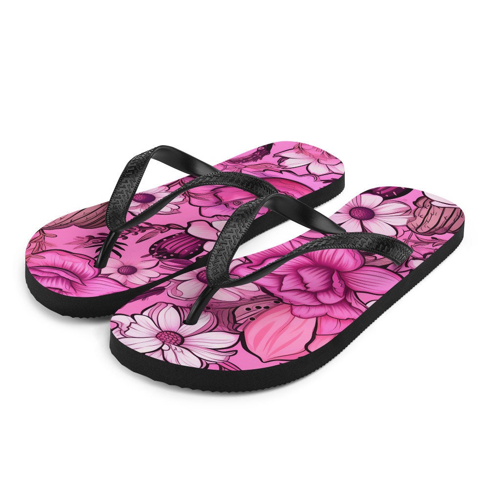 Emerald  Blossoms - Desert Pink Flip-Flops