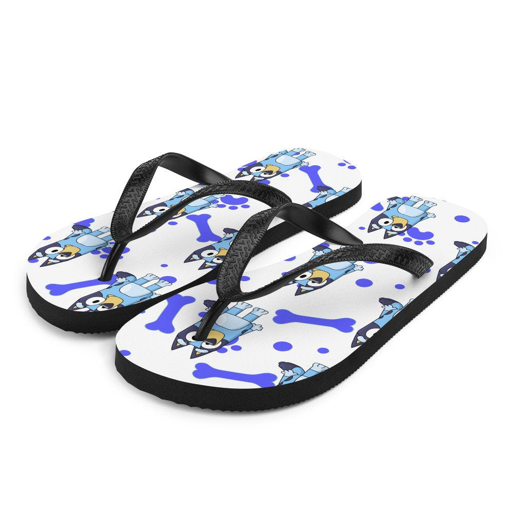 Emerald  Blossoms - Blue Dog Flip-Flops