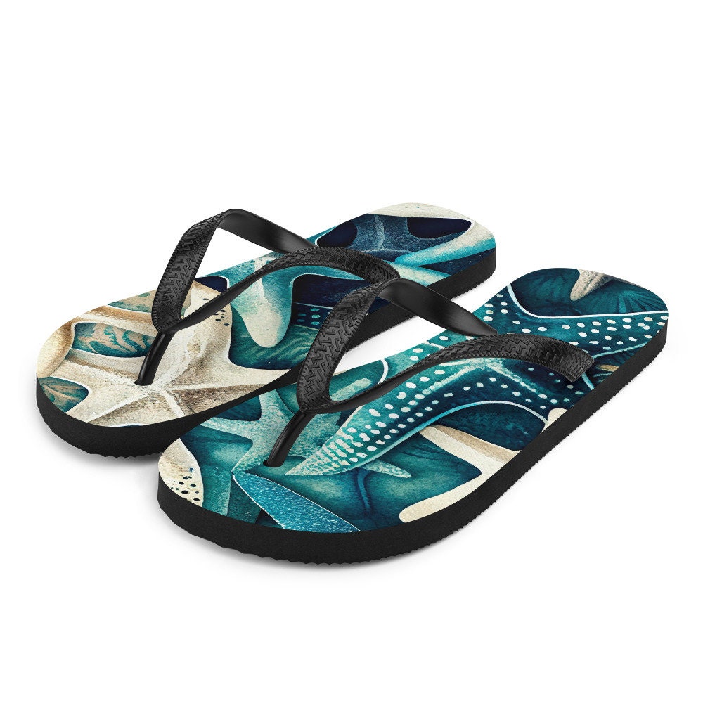 Emerald  Blossoms - Starfish Nautical Flip-Flops