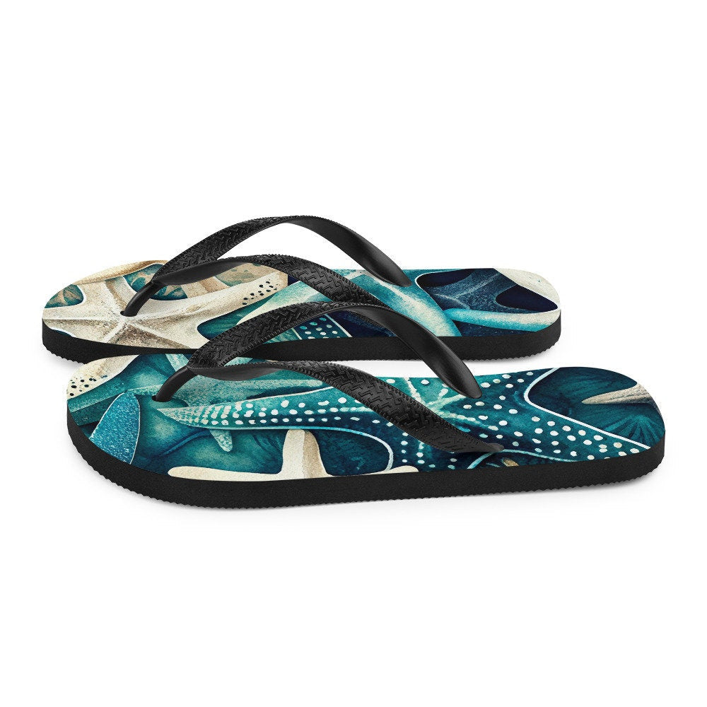 Emerald  Blossoms - Starfish Nautical Flip-Flops