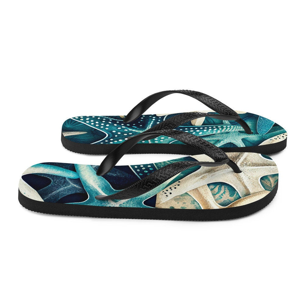 Emerald  Blossoms - Starfish Nautical Flip-Flops