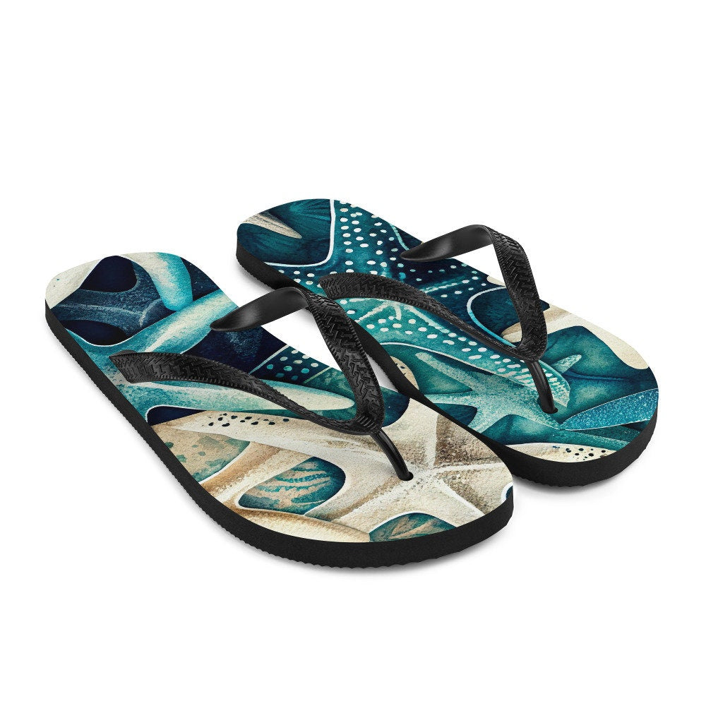 Emerald  Blossoms - Starfish Nautical Flip-Flops