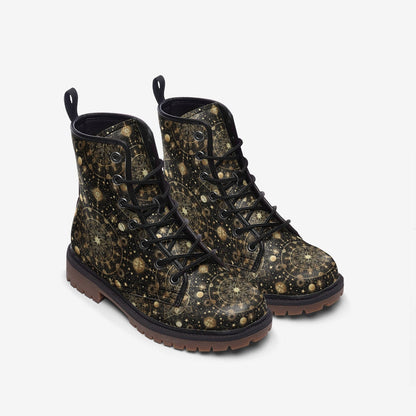 Emerald Blossoms - Celestial Cosmos Vegan Leather Boots For Hippies