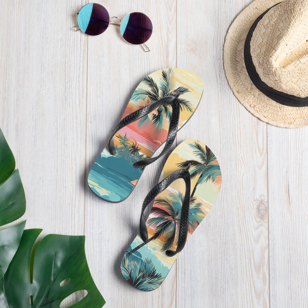 Emerald  Blossoms - Sunset Flip-Flops