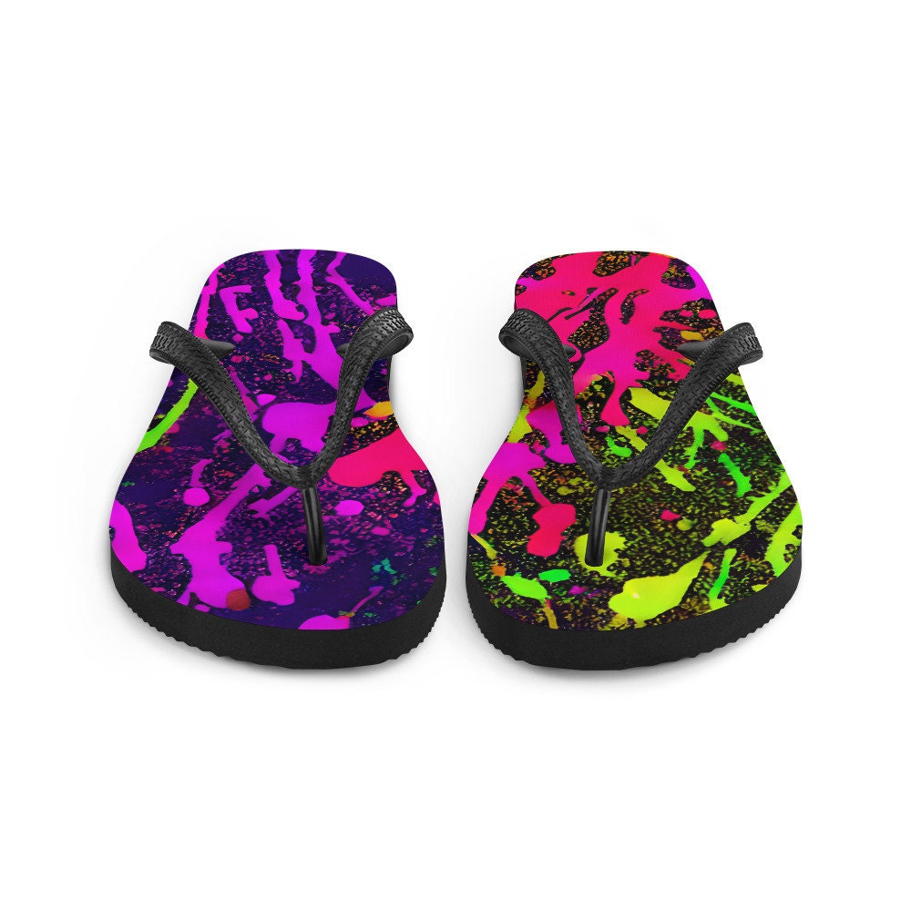 Emerald  Blossoms - Neon Ice Flip-Flops