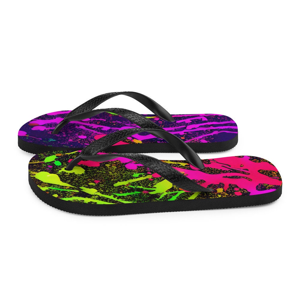 Emerald  Blossoms - Neon Ice Flip-Flops