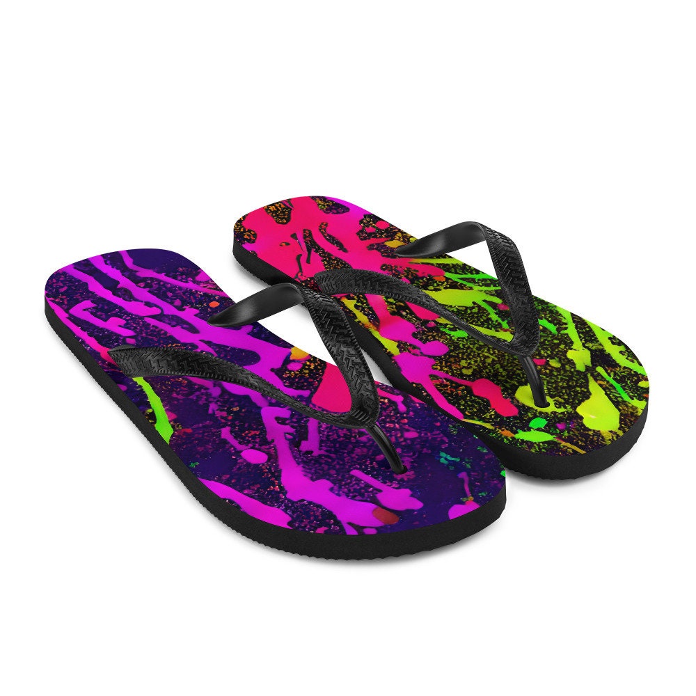 Emerald  Blossoms - Neon Ice Flip-Flops