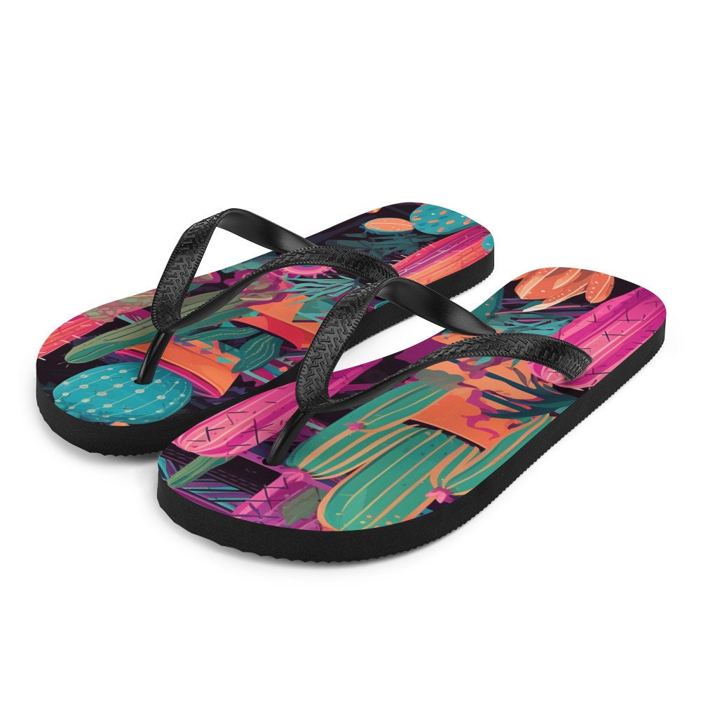 Emerald  Blossoms - Western Cactus Flip-Flops