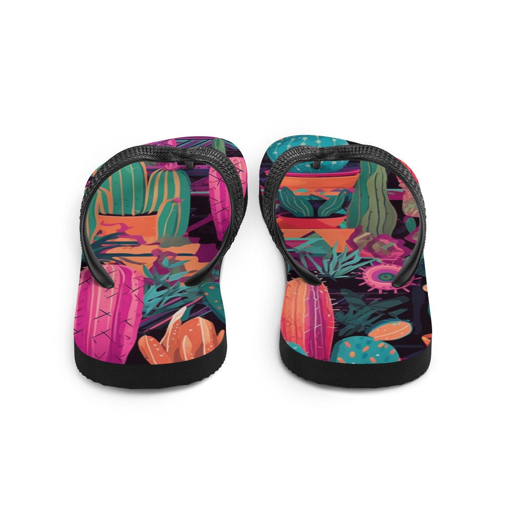 Emerald  Blossoms - Western Cactus Flip-Flops