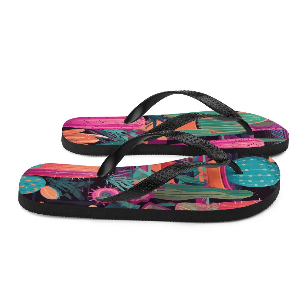 Emerald  Blossoms - Western Cactus Flip-Flops