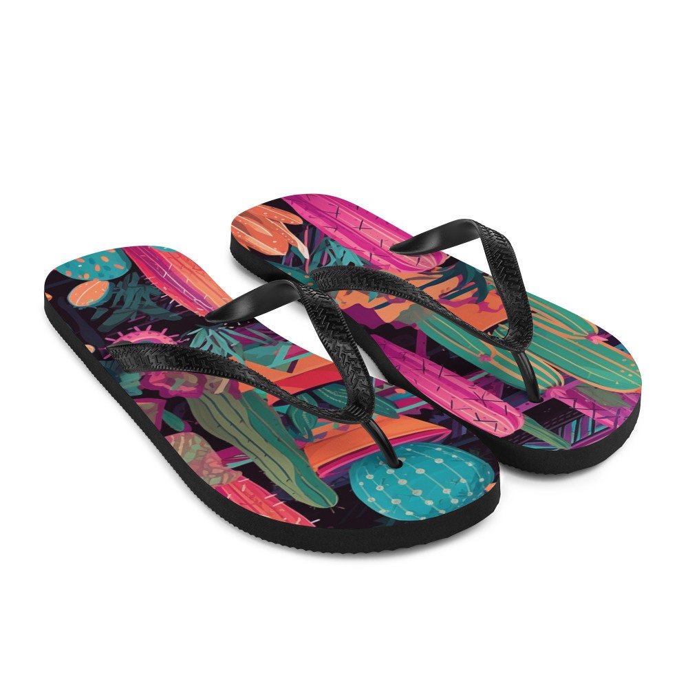 Emerald  Blossoms - Western Cactus Flip-Flops