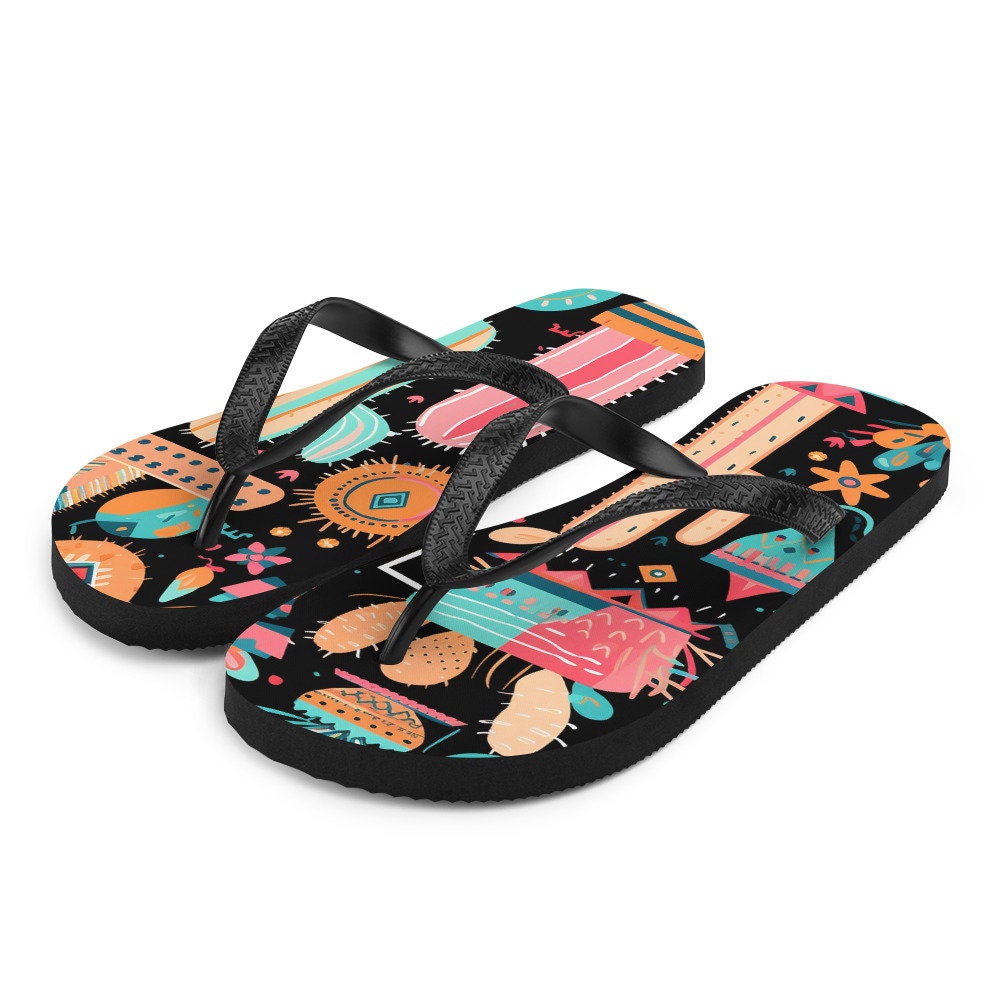 Emerald  Blossoms - Fun time Cactus Flip-Flops