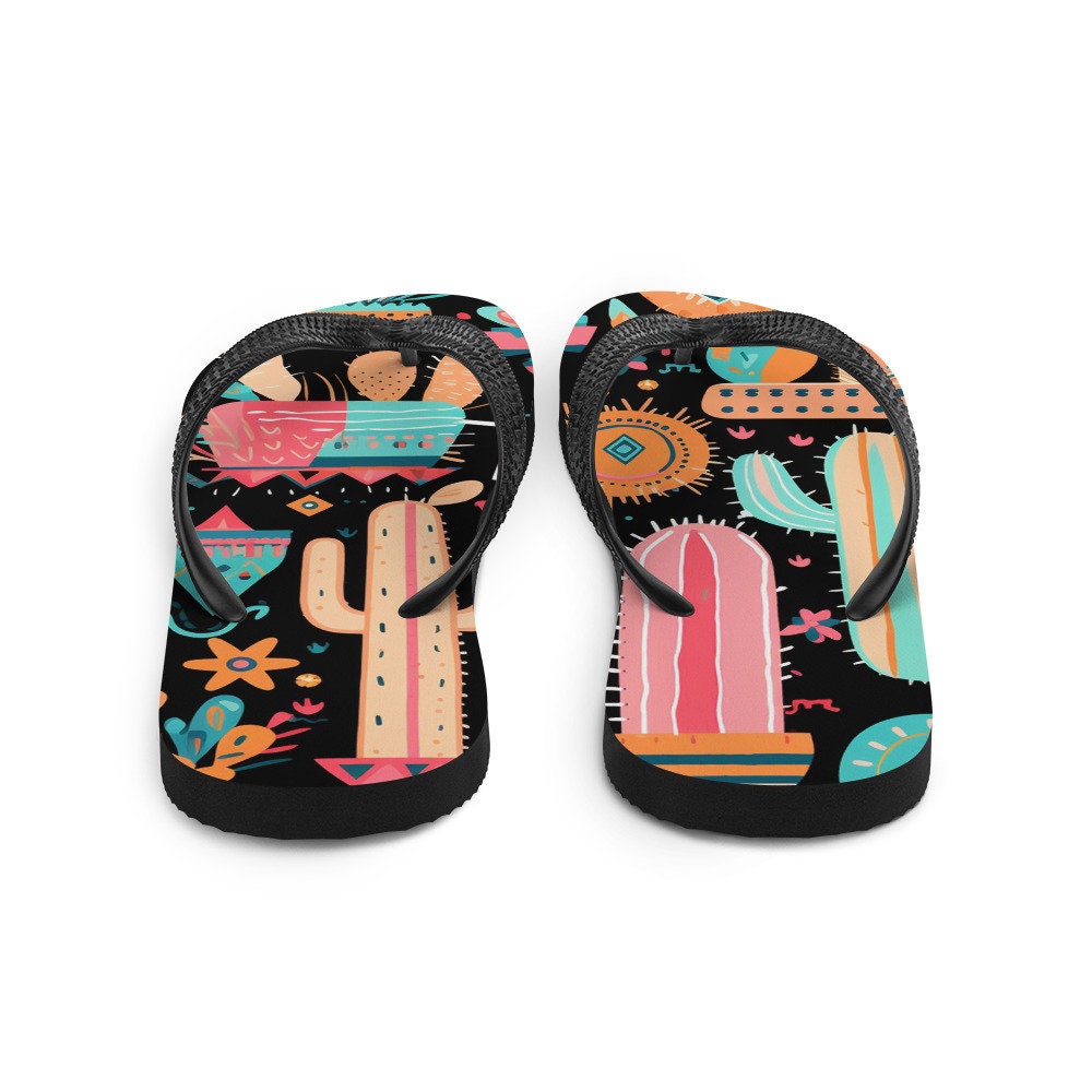 Emerald  Blossoms - Fun time Cactus Flip-Flops