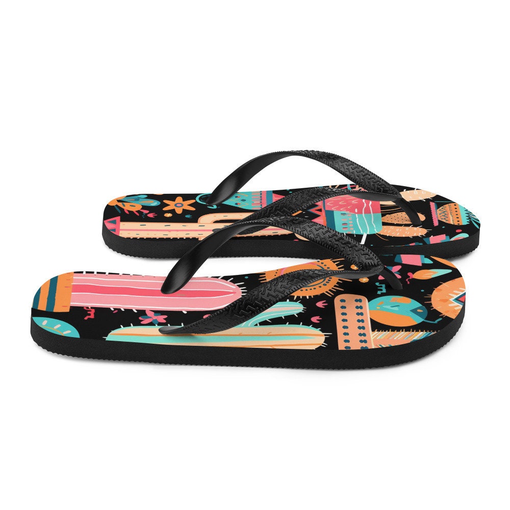 Emerald  Blossoms - Fun time Cactus Flip-Flops