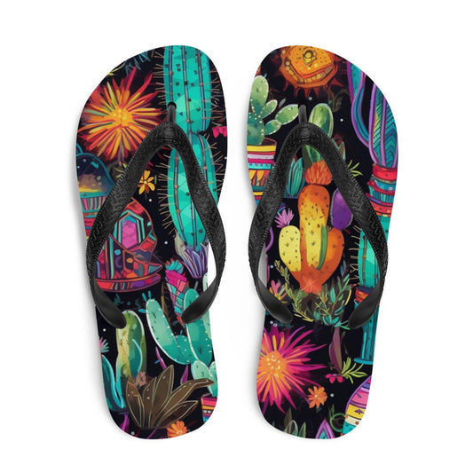 Emerald  Blossoms - Sun burst Cactus Flip-Flops