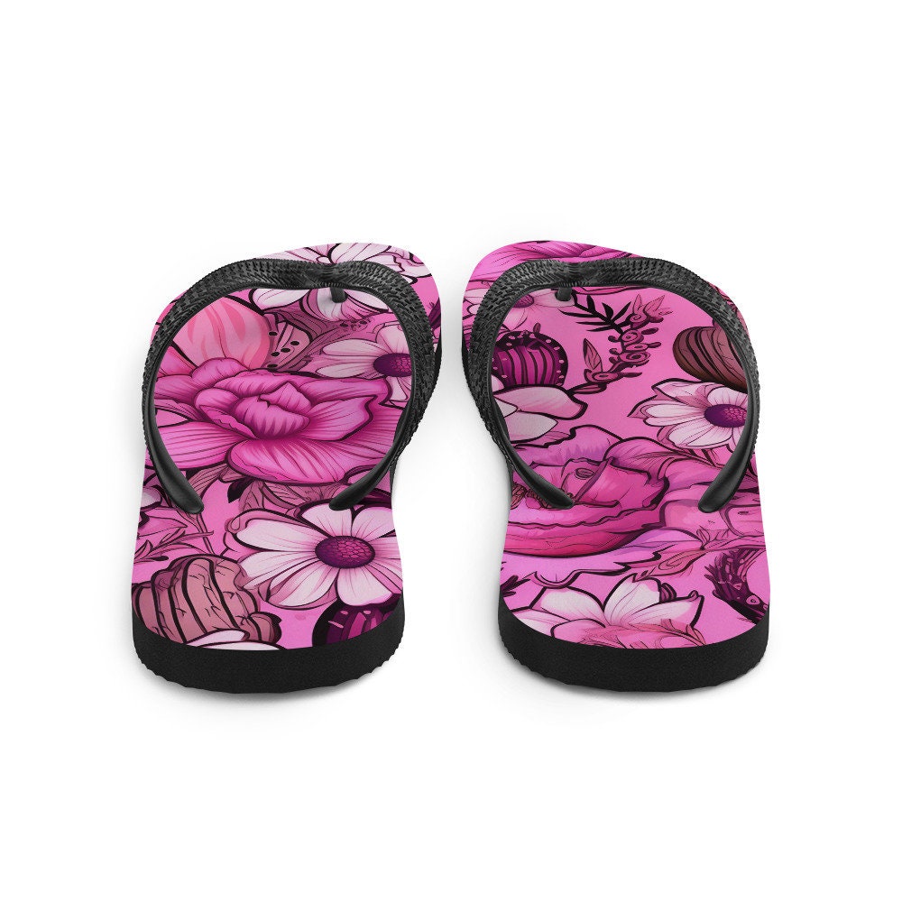 Emerald  Blossoms - Desert Pink Flip-Flops