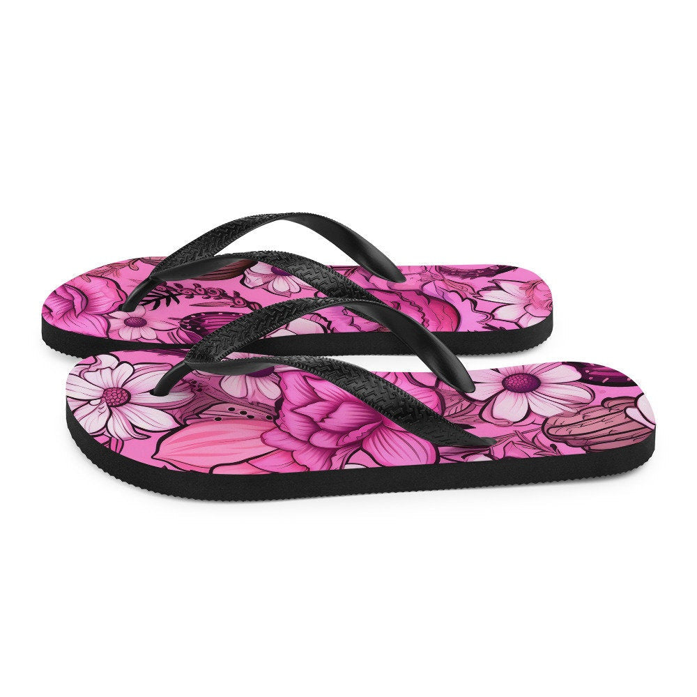 Emerald  Blossoms - Desert Pink Flip-Flops