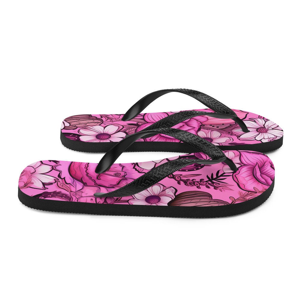 Emerald  Blossoms - Desert Pink Flip-Flops