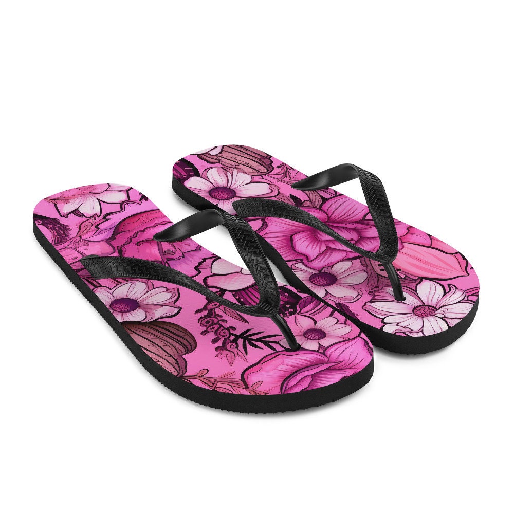 Emerald  Blossoms - Desert Pink Flip-Flops