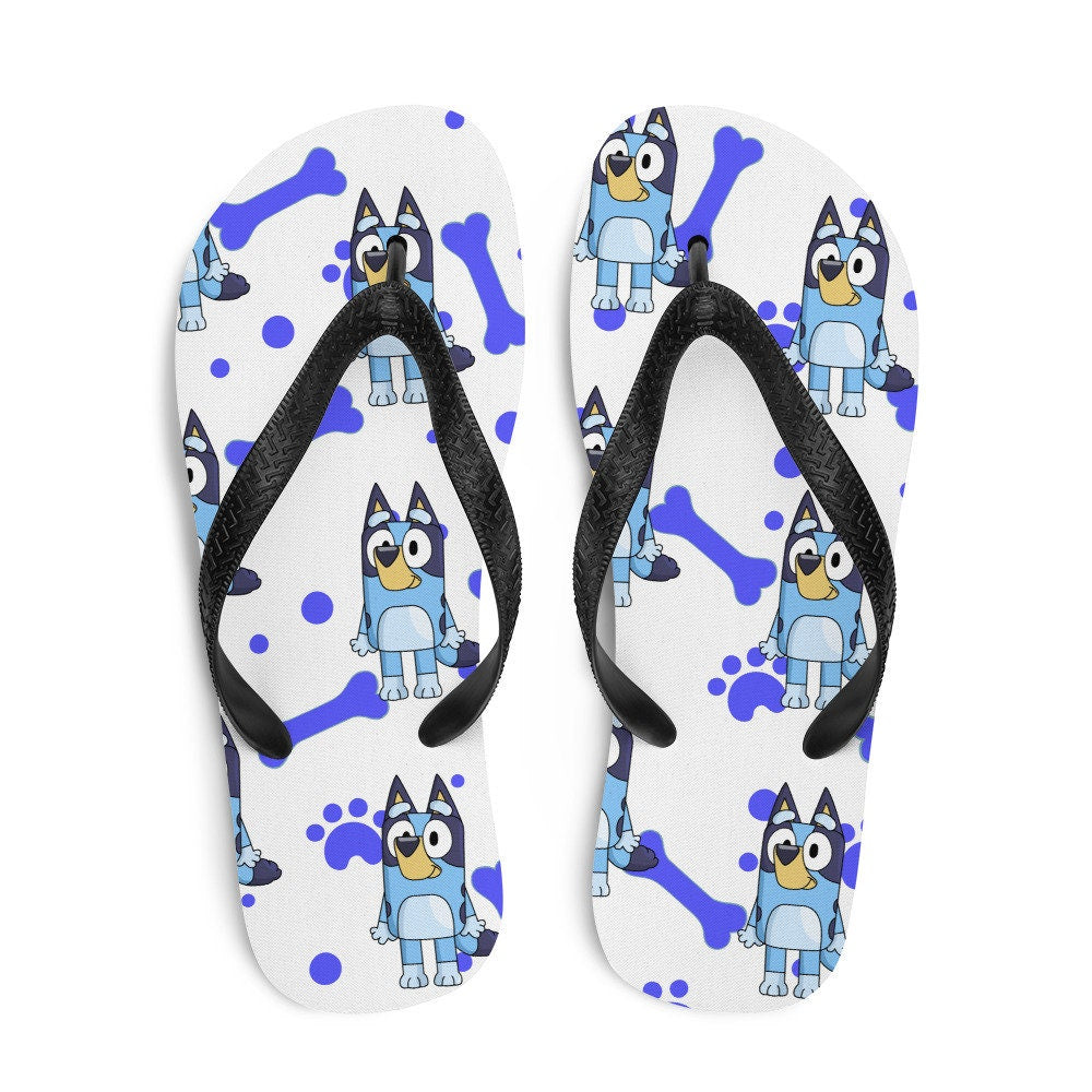 Emerald  Blossoms - Blue Dog Flip-Flops