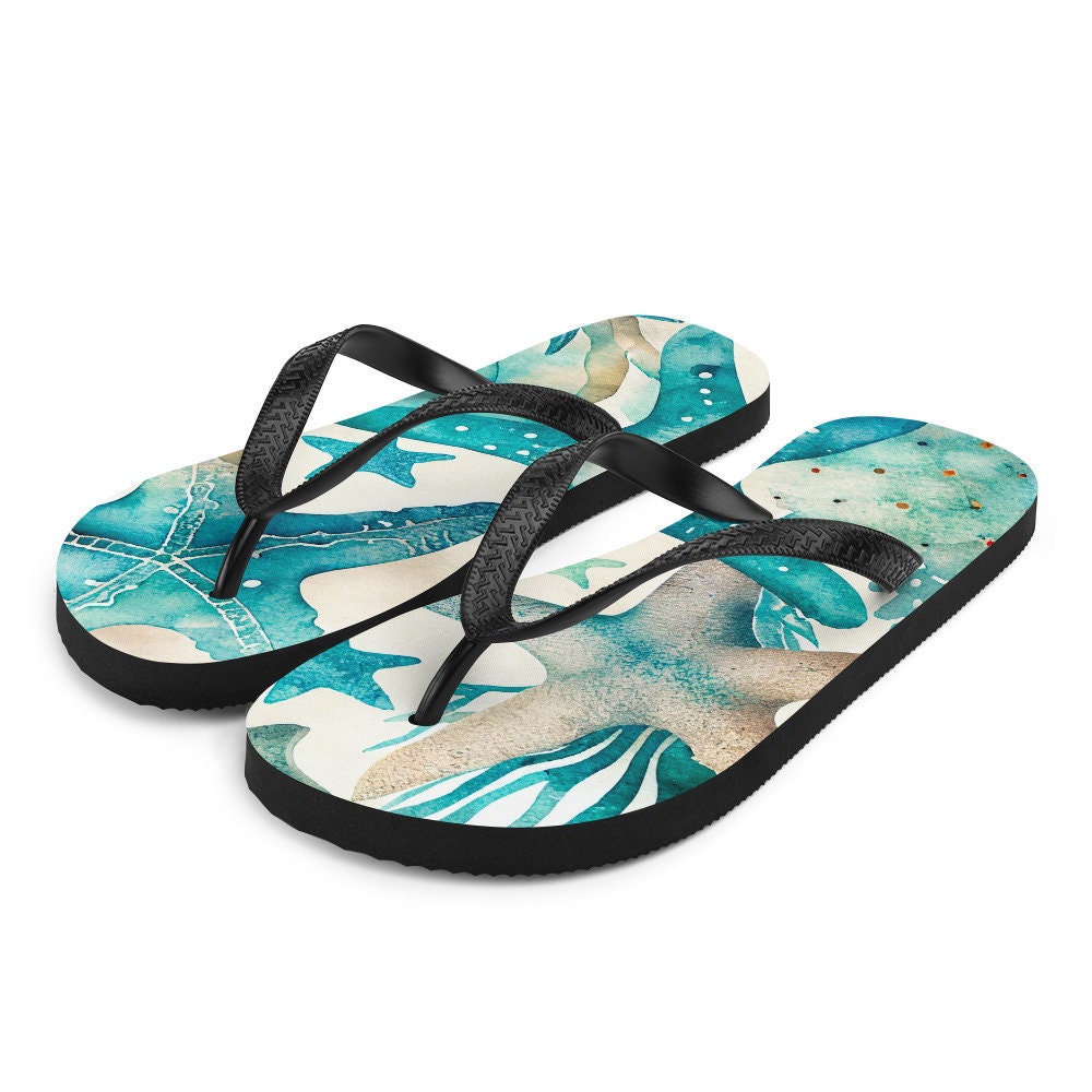 Emerald  Blossoms - Starfish Flip-Flops