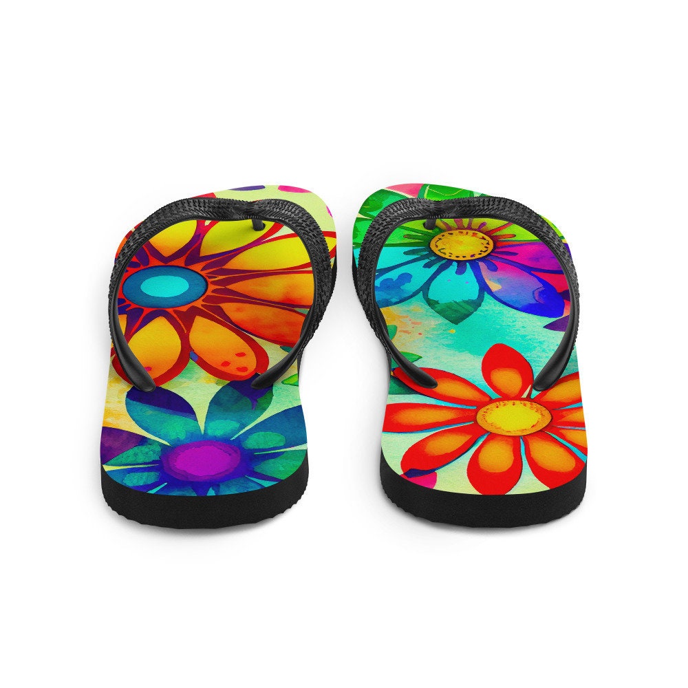 Emerald  Blossoms - Colorful Daisies Flip-Flops