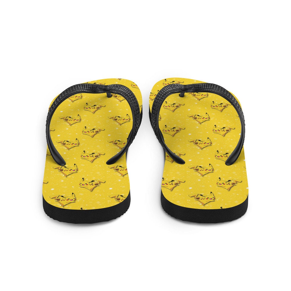 Emerald  Blossoms - Yellow Poke Card Character Flip-Flops