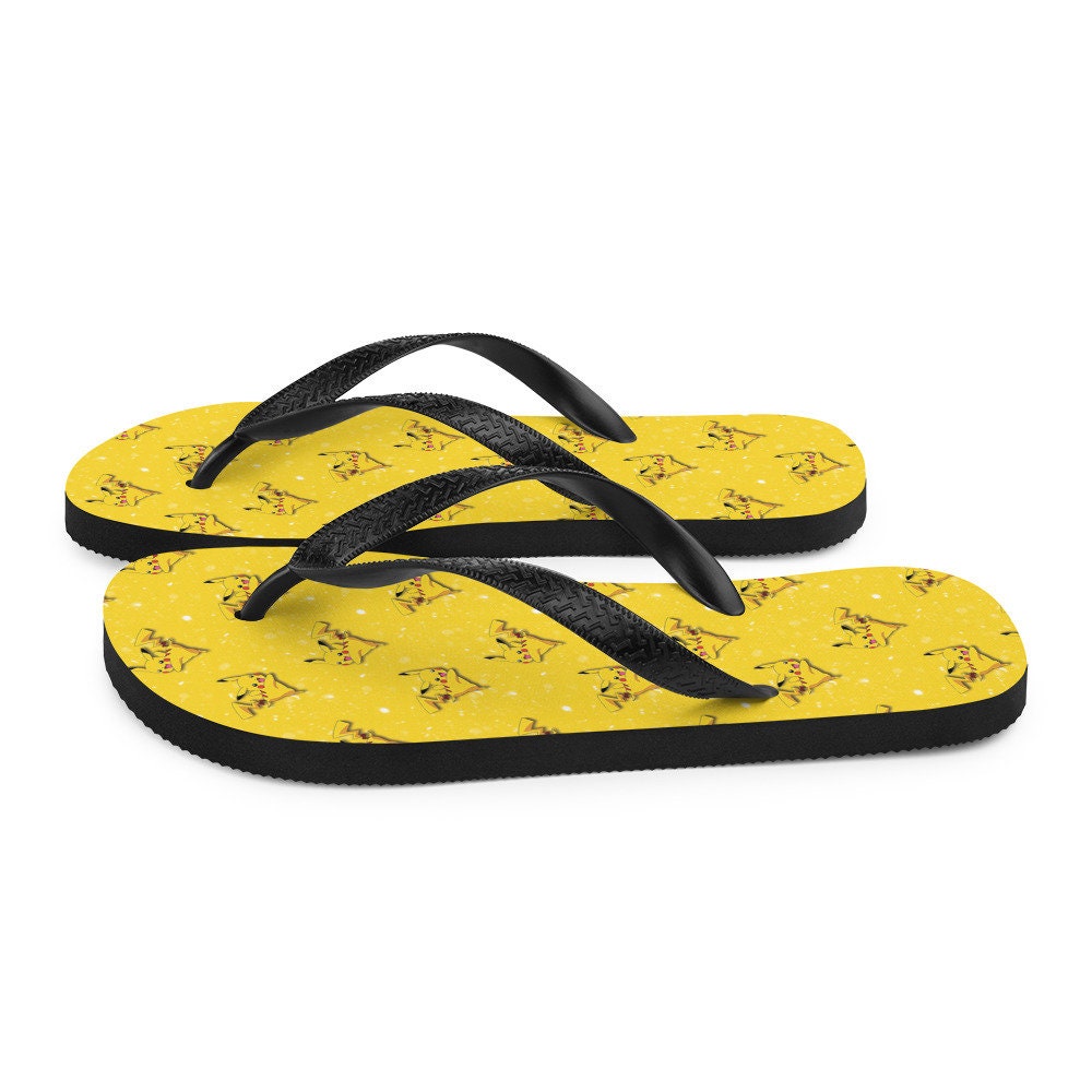 Emerald  Blossoms - Yellow Poke Card Character Flip-Flops