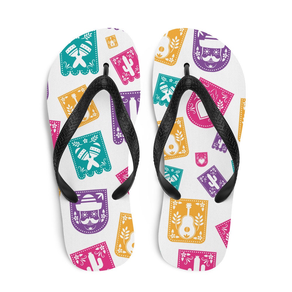 Emerald  Blossoms - Day of the Dead Party Decorations Flip-Flops