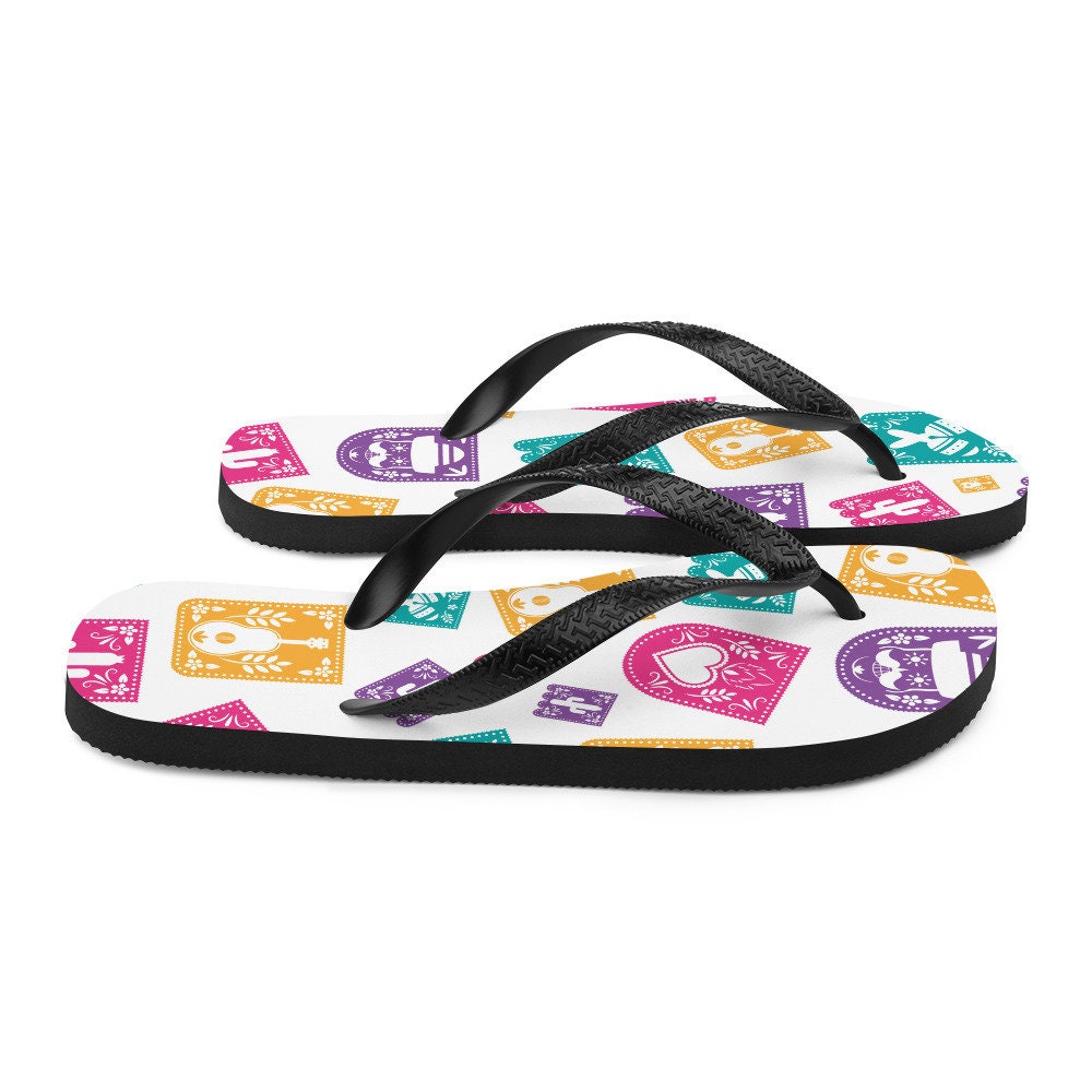 Emerald  Blossoms - Day of the Dead Party Decorations Flip-Flops