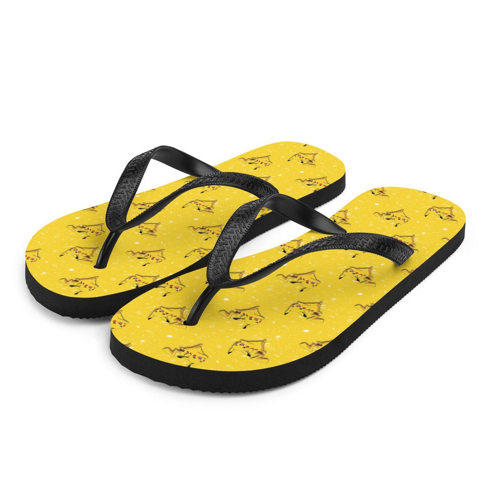 Emerald  Blossoms - Yellow Poke Card Character Flip-Flops