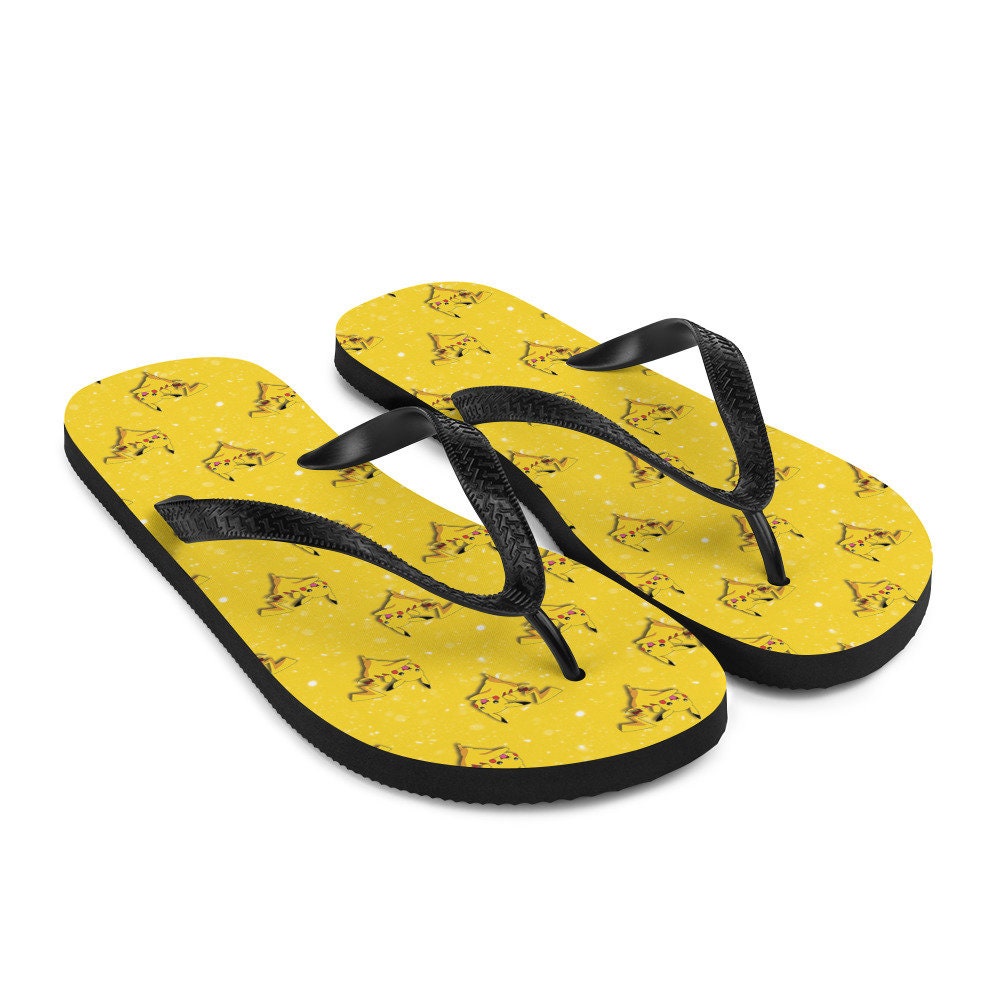 Emerald  Blossoms - Yellow Poke Card Character Flip-Flops