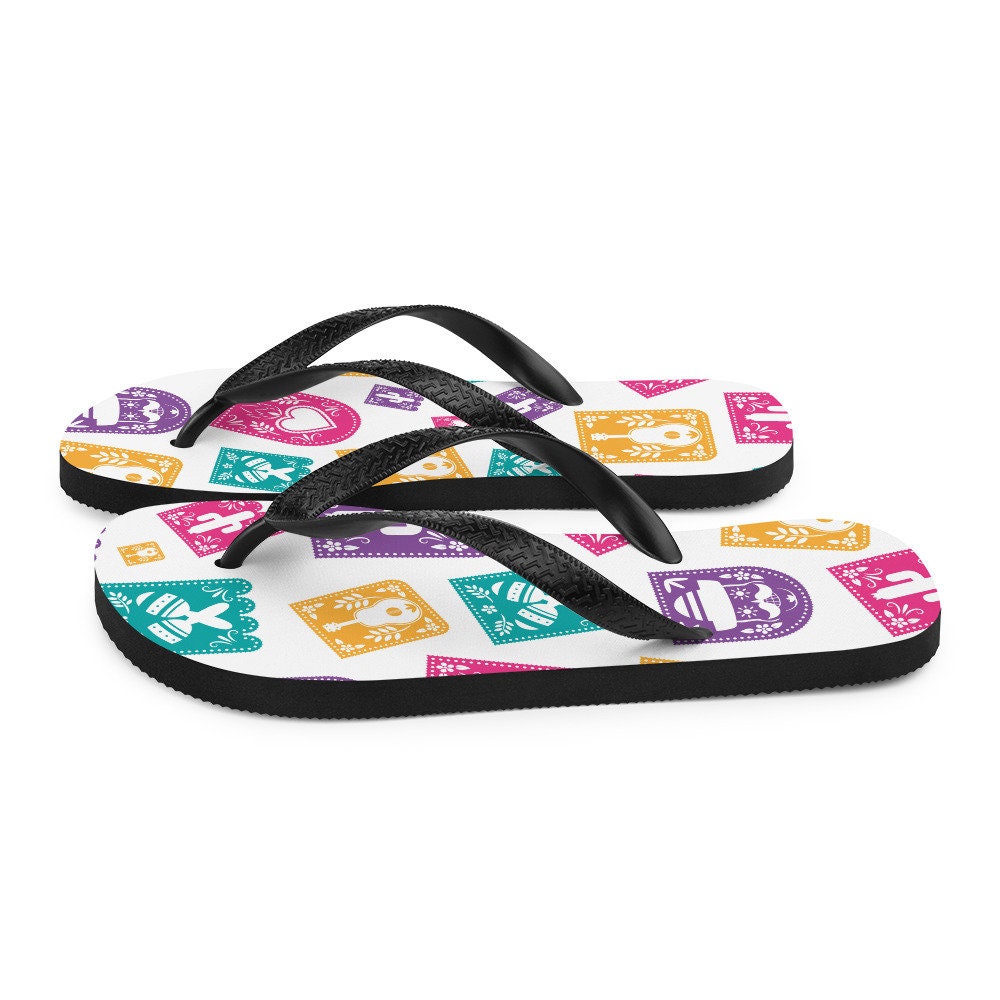 Emerald  Blossoms - Day of the Dead Party Decorations Flip-Flops