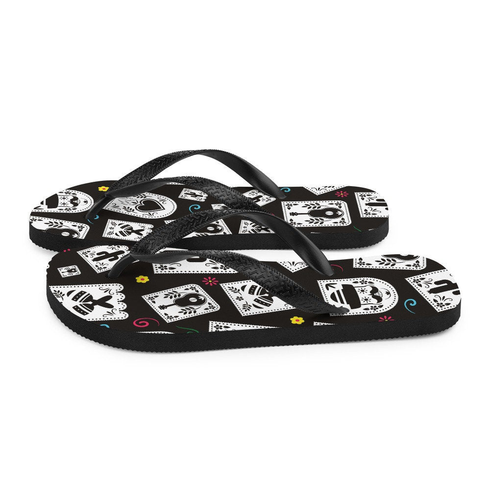 Emerald  Blossoms - Day of the Dead Party Flip-Flops