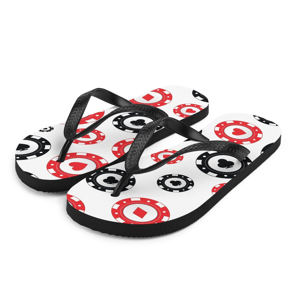 Emerald  Blossoms - Poker Chips Flip-Flops