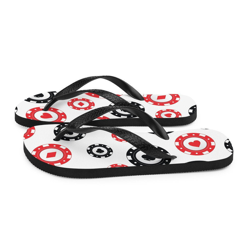 Emerald  Blossoms - Poker Chips Flip-Flops